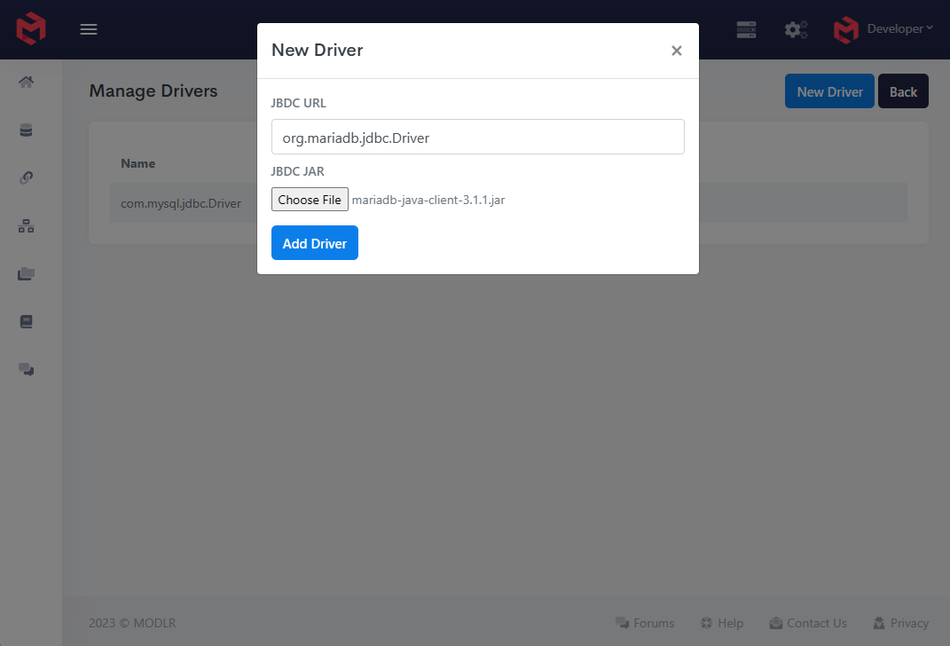Manage Drivers Form