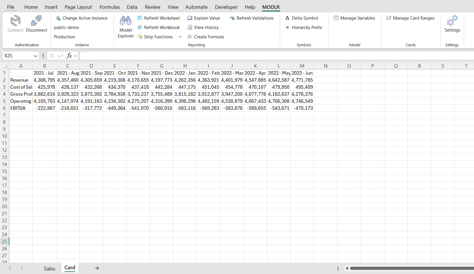Execute Card as worksheet